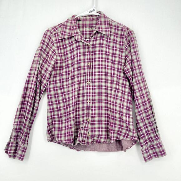 BARBOUR Button Down Women Size 8 Plaid Long Sleeve 100% Cotton Western Fall Vibe - Picture 1 of 5